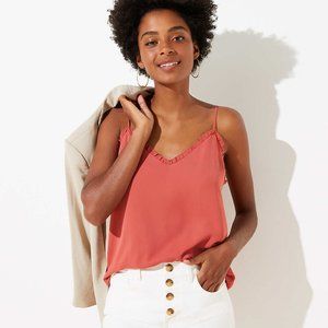 Ann Taylor LOFT Ruffle Trim Cami in Rose Sz XL